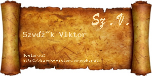 Szvák Viktor névjegykártya